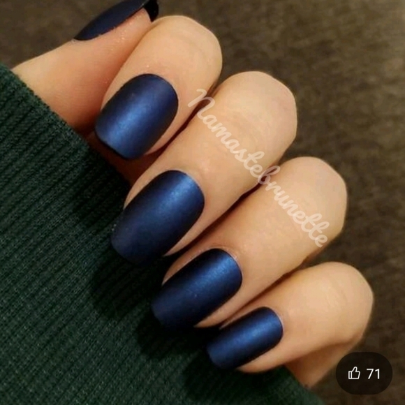 2/$16 Royal Blue Matte Coffin Press On Nails - Picture 7 of 16